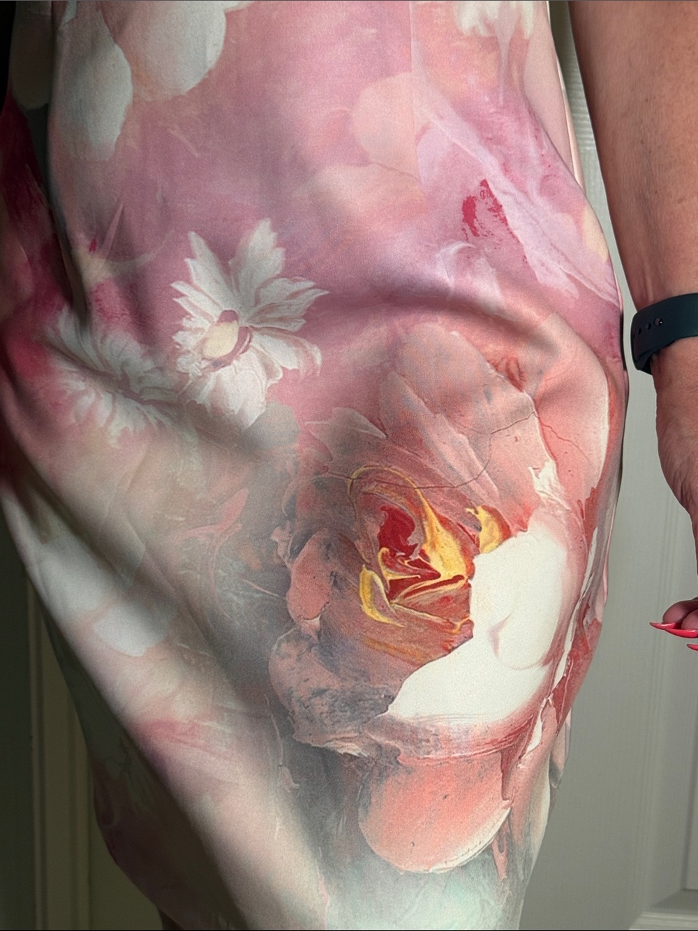 TED BAKER PINK FLORAL WATERCOLOR MIDI DRESS SZ 2 / US 6 - Picture 5 of 8